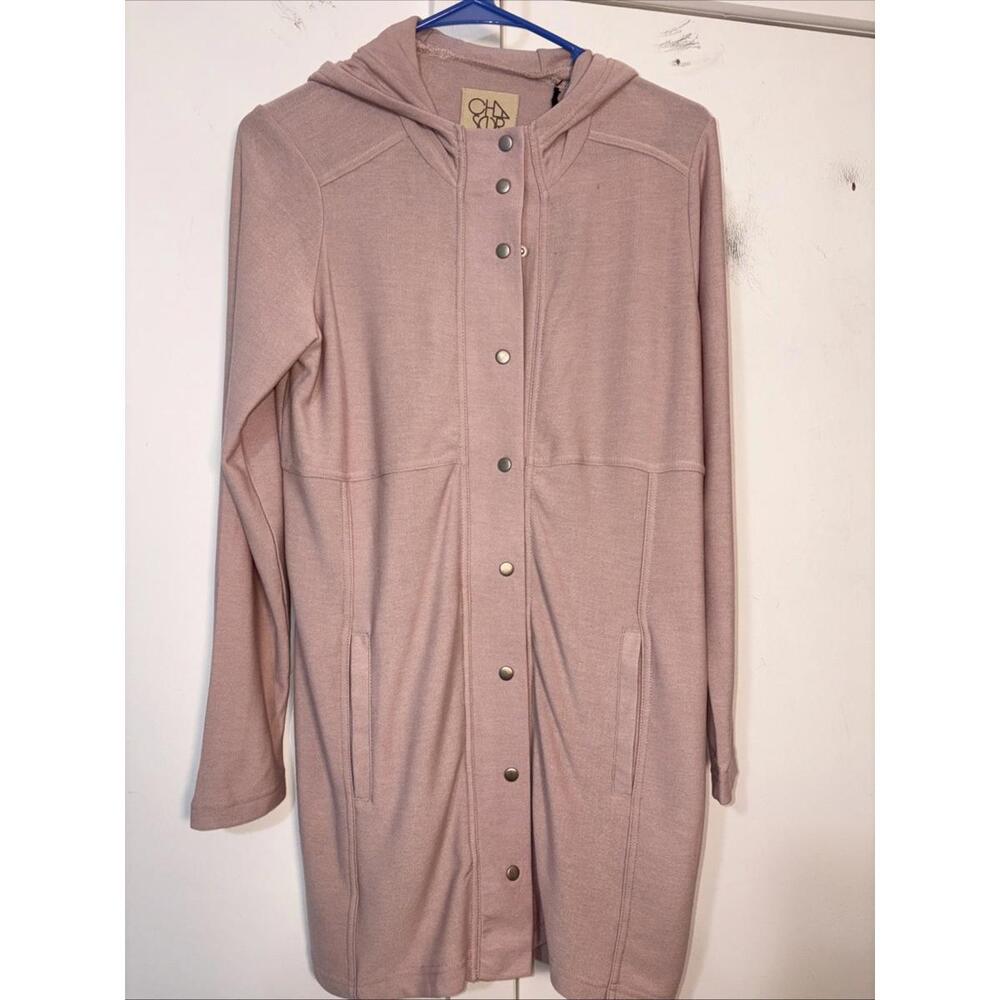 Chaser Sweater Women’s Small Blue Pink Hoodie Snap Front Cardigan Jacket New NWT